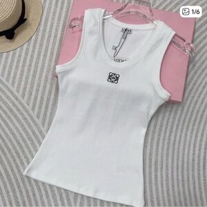 Loewe White Tank Top with Logo Detail